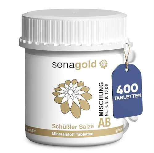 Senagold Schüßler Salze Komplex Nr. 4-8-9-10 D6 – 400 Tabletten – Mit dem Salz des Stoffwechsel und 3 weiteren Salze in einer Tablette - glutenfrei