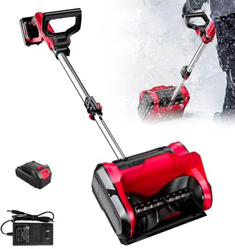 MANYOUYOU Spazzaneve a Batteria per Batteria da 20 V, Spazzaneve con Batteria Rimovibile, Larghezza di Sgombero 32 Cm, Altezza di Sgombero 16 Cm, per La Rimozione della Neve da Strade E Abitazioni A