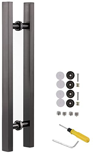 Manija de Puerta Moderna de Doble Cara con Accesorios, manija de Puerta corredera para Granero/Oficina/Vidrio/Puerta, Juego de manijas inoxidables, 50 60 80 120 cm de Largo, Gris oscuro-120 cm/47 1/4