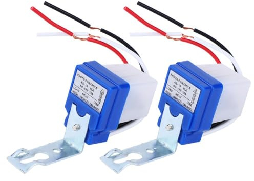 MOPFOL 2 interruptores automáticos de sensor de luz para exteriores, sensor de fotos de 10 m, rango de distancia de detección de 2200 W, resistente a la intemperie para luces de calle (12 V)