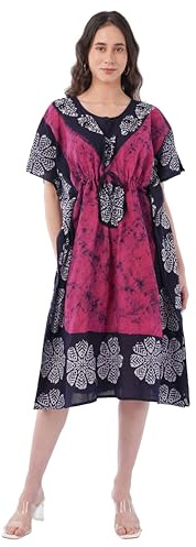 Divine threads 100% Short Cotton Caftan Batik Print Kaftan Maxi Dress