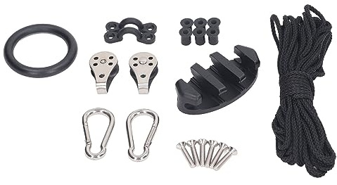CUOFYUNL Kit de cuerda de anclaje para kayak con anillo de nailon, dedal de acero, línea de anclaje para barco, para pesca, camping