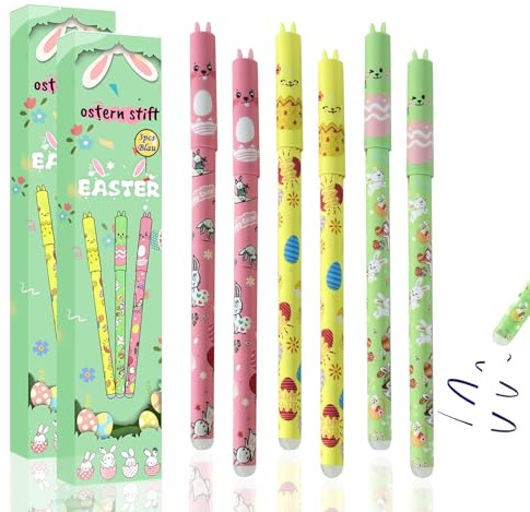 Penne Cancellabili Pasqua 2026, 3 Nuove Penne 2026 Set Penne Cancellabili, Pennes Blu Cancellabilis Con Coniglietti Pasquali E Uova Colorate, Punta Da 0.5 Mm, Per Studenti, Scuola, Ufficio (2 set)