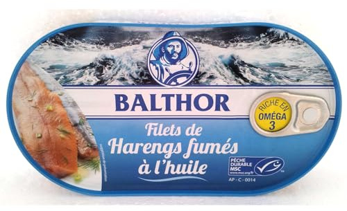 Pratique et savoureux pour vos repas quotidiens — Filets de Harengs Fumés à l'Huile MSC BALTHOR, Boîte de 190g - Lot de 4