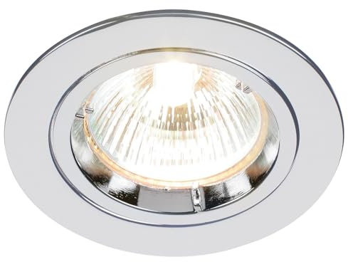 Betta Lighting Recessed Lighting – GU10 LED Spotlights for Ceiling – IP20 Downlights Mains Powered Ceiling Spots for Kitchen Bedroom Lounge - Halogen or LED – Fixed Version, Chrome Finish