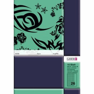 10 x Landre Schulheft A4 16 Blatt 80 g/qm Lineatur 26 (kariert mit Rand rechts)