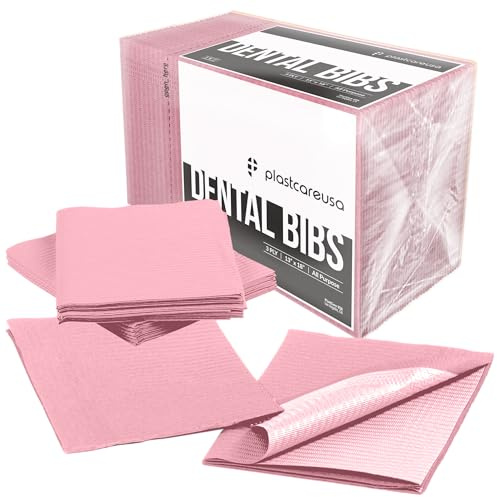 PlastCare USA 50 Rosa Einweg Erwachsene Lätzchen Dental Lätzchen für Frauen Männer Tattoo Piercing Wasserdicht Patienten Lätzchen 13 Zoll x 18 Zoll