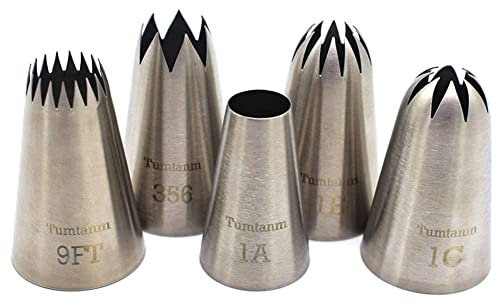 Tumtanm Spritztüllen, große Kuchendekorationswerkzeuge, 5 Stück