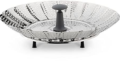 Navaris Steamer Basket for Saucepan - Vegetable Steaming Insert for Pot to Steam Vegetables - Collapsible Folding Stainless Steel Steamer Basket