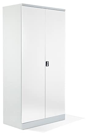 Schrank & Stuhl XXL Werkzeugschrank – Werkstattschrank/Stahlschrank mit 4 höhenverstellbaren, vollverzinkten Fachböden, 195x92x60, Grau/Weiß