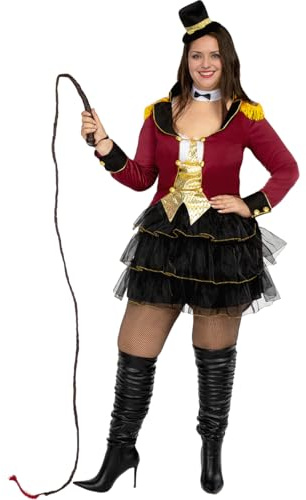 Funidelia | Disfraz de domadora para mujer Domador, Circo, Original y Divertido - Disfraz para adultos y divertidos accesorios para Fiestas, Carnaval y Halloween - Talla XXL - Rojo
