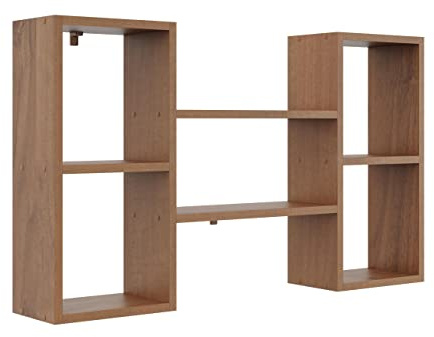 KUBUTKU Dekorativ Wandregal mit 5 Böden 102x60x18 Design Skandinavischer Modern für Wohnzimmer Küche Büro Schlafzimmer Badezimmer Hängeregal Bücherregal (Nussbaum)