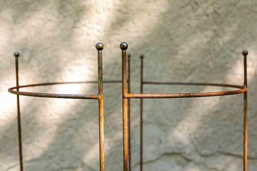 2er Set Staudenhalter halbrund, - Höhe 90cm, Breite 55cm Roheisen / Rost