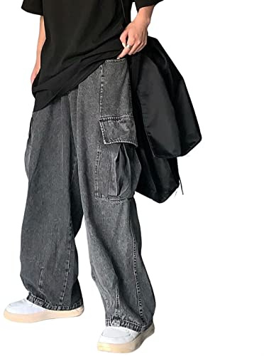 Sawmew Herren Baggy Jeans Hip Hop Jeans Teenager Junge Streetwear Skateboard Y2K Hose Mode Skater Skateboard Hose