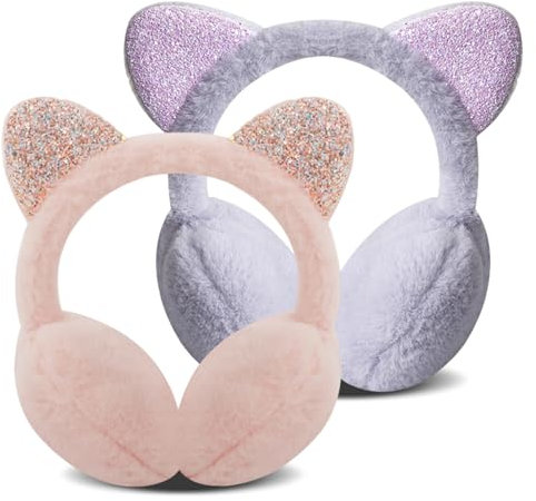 Forreen Winter Ohrenschützer Kinder, 2 Stück Ohrenwärmer Mädchen Winter Warme Ohrwärmer Einstellbar Kältebeständig Earmuffs für Outdoor Aktivitäten im Winter