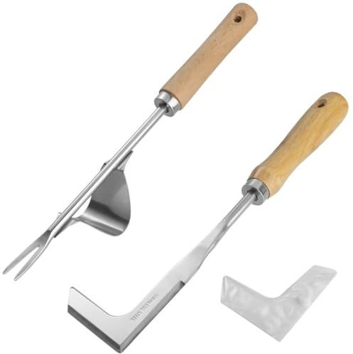 Kapmore Diserbante per prato e giardino Duo: lama in acciaio inox e manico in legno per un efficace diserbo