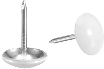 QUARKZMAN 80 Piezas de Clavos de Tapicería, Cabeza Redonda de 11mmx17mm, Clavos Decorativos para Muebles, Tachuelas de Tapicería para Sofás y Cabeceros, Color Blanco