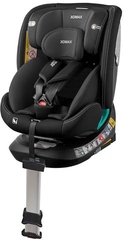XOMAX G409 - Seggiolino girevole a 360°, base ISOFIX I con crescita, 0 – 36 kg, 0 – 12 anni, gruppo 0+/1/2/3, cintura a 5 punti, cintura a 3 punti, rivestimento lavabile I ECE R129