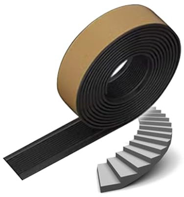 AYHARYLH PVC Treppenkantenprofil Vinyl-Anti-Rutsch-Treppenkante Selbstklebend Kantenschutz Antirutsch-Profil Winkelprofil Eckenschutz PVC Kunststoff Eckenschutz (Color : Nero, Size : L15m*T50mm)