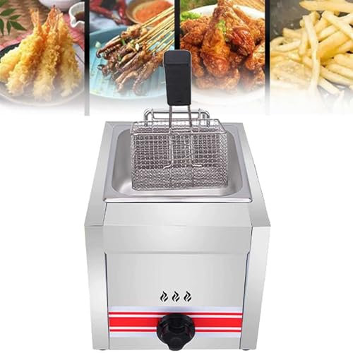 Friggitrice a gas professionale, friggitrice a gas 10L/20L/30L, friggitrice per patatine di pollo in acciaio inossidabile per cucina di ristorante commerciale domestica,Singlecylinder10L