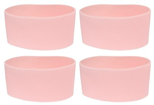 QUARKZMAN 4 Pezzi Manicotto Rosa per Tazza da Caffè, in Silicone Riutilizzabile, Resistente Al Calore, Antiscivolo per Bicchiere d'Acqua e Tazza da Caffè.