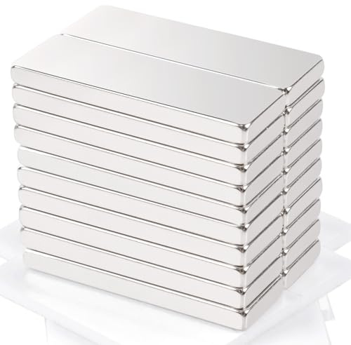 Keukenket 20 Stück Neodym Magnete Extra Stark, 30x10x3mm Mit Selbstklebender Rückseite, Rechteckig für Whiteboard, Kühlschrank, Küchen, Büros