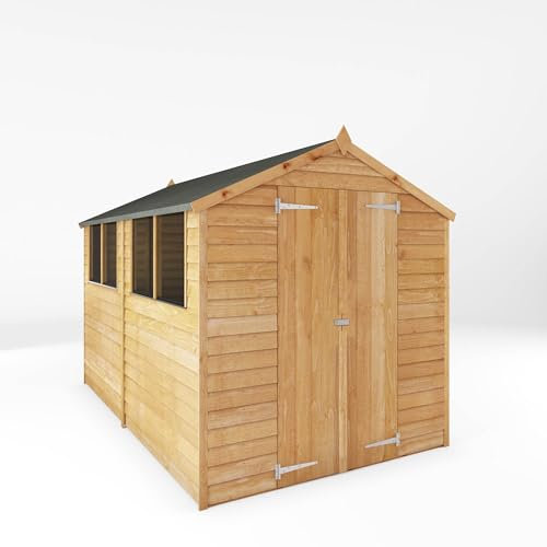 WALTONS 10 x 6 Overlap Storage Shed | Apex Roof | 7mm Overlap Cladding | Wooden Garden Storage Shed | 10 Year Anti Rot Guarantee | 10 x 6 10ft 6ft | Windows or Windowless (With Windows)