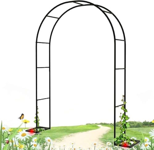 Arche de jardin en métal de 350 cm de large, idéale pour plantes grimpantes, décoration de mariage, finition noire, hauteur 2,4 m