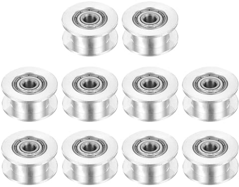 QUARKZMAN 2GT Leerlauf-Riemenscheibe Zahnlos 4mm Bohrung Aluminium-Zahnriemenscheibe für 6mm Breite Zahnriemen für 3D-Drucker, CNC, Umlenkrolle Pulley-10 Stück Silber