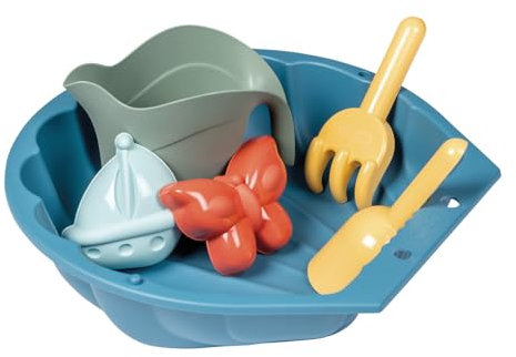 Smoby Life - Mini sabbiera piena - a forma di conchiglia - con paletta, rastrello, stampo per la sabbia, annaffiatoio - materiale riciclato - dai 18 mesi - prodotto in Francia