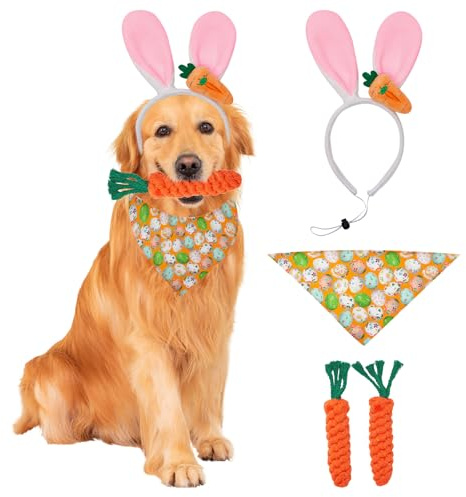Dog Easter Bunny Outfit Costume Ears Headband Clothes for Dogs Animal White Rabbit Accessories for Pets