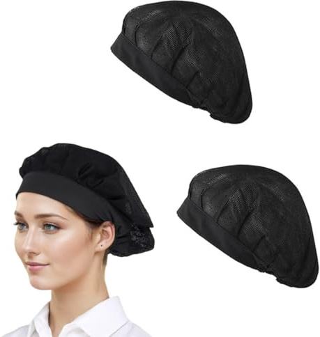 MIRKUZI Berufsbekleidung Gastronomie 2er-Pack Kochmützen zum Kochen in der Küche, Kochmütze, verstellbar, Catering-Service, Haarnetz, Küche, wiederverwendbar, Netz, Restaurantmütze
