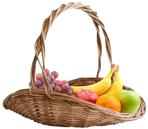 Panier Floral - Corbeille en Osier Tressé avec Anse | Grands Contenants Alimentaires Accessoires De Cuisine, Organisation Et Rangement Pour Fruits, Légumes Et Fêtes