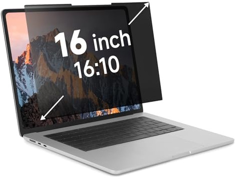 IRUYO FL Nano-Suction Laptop Privacy Screen 16 Inch 16:10, Removable Screen Privacy Shield for Laptop, Anti Glare, Anti Bule Light, Screen Protector for Lenovo HP Dell Acer Asus Thinkpad