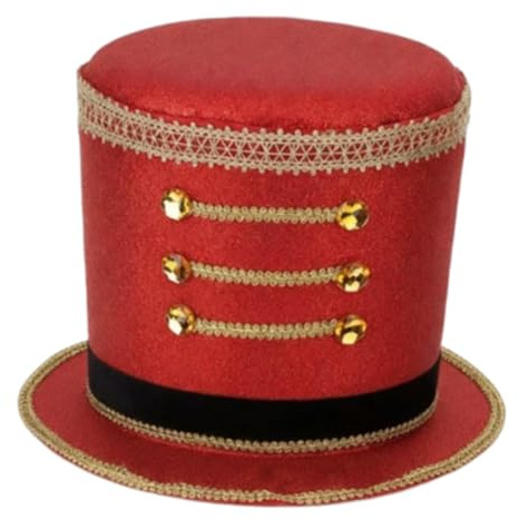 Hellery Cappello Schiaccianoci Ringmaster Piccolo Cappello a Cilindro per Le Feste, Profondo Rosso
