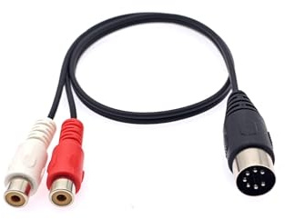 JZK DIN 7 Pin to 2RCA Extension Cable, 7 Pin DIN Male to 2 RCA Female Audio Adapter Lead Cord for Bang & for Olufsen, for Naim, for Quad, CD Changer Stereo Systems