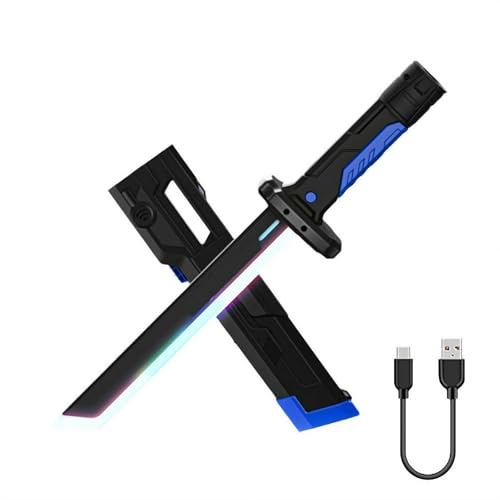 Épée de brouillard pour cosplay avec lumière lumineuse LED, épée à effet de brouillard de 43,9 cm avec lumières LED multicolores et effet sonore, rechargeable par USB Type-C, cadeau de Noël et
