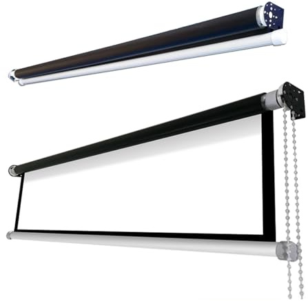 Manual Pull Down Projector Screen - Wall/Ceiling Mount, Retractable, Anti-Crease, 160° Viewing Angle