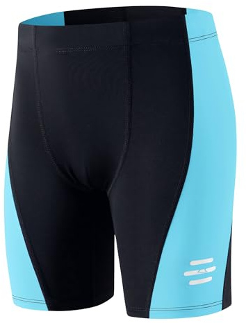 Havideto badbyxor pojkar med reflekterande ränder UV-skydd UPF 50+ barn simbyxor Endurance Jammer bred elastisk linning och dragsko snabbtorkande klorresistent 110–164, blå, 158-164