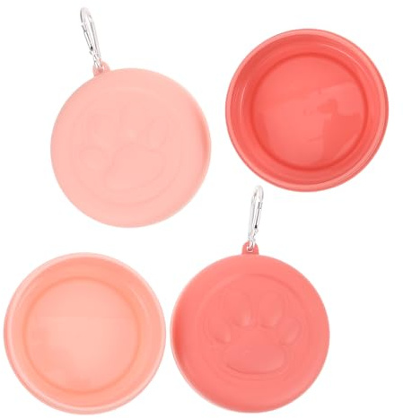 JOINPAYA Cuencos de Viaje para Perros Pequeños 2 Piezas con Tazón de Comida y Agua Portátil de PP, Color Rosa Doble, Bebedero Compacto para Mascotas Adecuado para Senderismo y Viajes