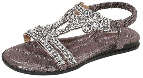 Damer sommarmode bohemisk strass casual blommig sandaler kilklack