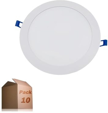 ONSSI Placa LED de Techo 20W 2000lm,Circular Φ220mm (Blanco Frío) SuperSlim Panel Downlight LED Empotrado (Pack 10)
