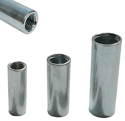 12 manicotti filettati in acciaio zincato tramite galvanizzazione, inserto filettato resistente, ideale come manicotto distanziatore (M10)