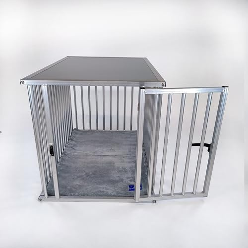 Callieway® Alu Dogbox – Hundekäfig Aluminium für Büro & Zuhause, 1-türig; (3XL: 116×76×96cm)
