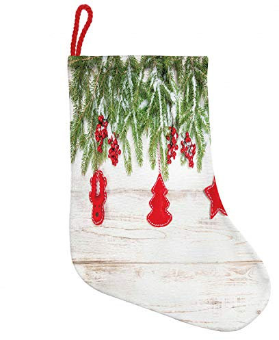 ABAKUHAUS Weihnachten Hängende Nikolausstiefel Weihnachtssocken, Handgemachte Spielzeug Geschenk, Weihnachtsstrumpf zum Aufhängen, 35x50cm, beige Rot