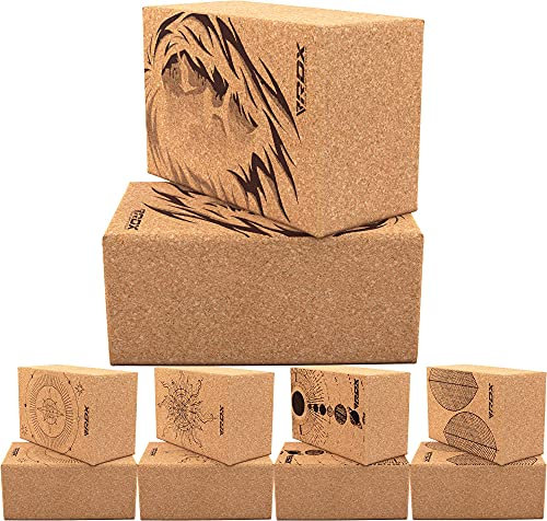 RDX Yoga Cork Block Set, High Density Eva Schaumstoff Rutschfester Blöcke, Leichtes Yogaklotz für Körperbalance Kraftflexibilität Pilates Fitness Unterstützung Heim-Fitnessgeräte 22.5 x14.5x10.2CM