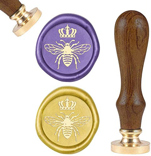 craspire Wax Seal Stamp Bee, Vintage Sealing Wax Stamps Tierholzgriff Stamp Wax Seal 25mm Abnehmbare Messingdichtung Für Umschläge Einladungen Hochzeitsverzierung