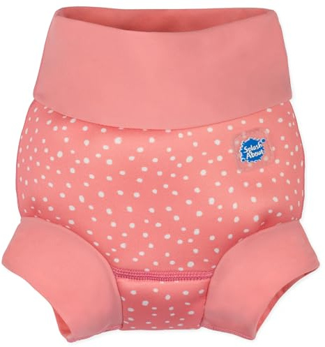 Splash About Happy Nappy, rosa prickig, stor (6-12 månader)
