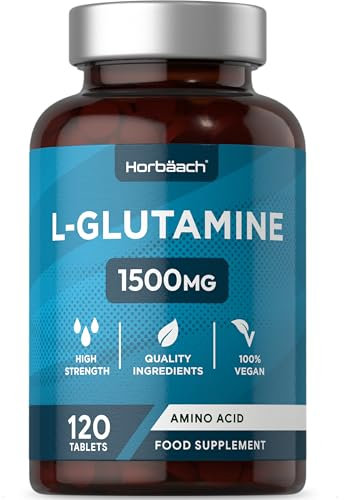 L-Glutamine Tablets 1500mg | 120 Count | High Strength Amino Acid | Suitable for Vegans and Vegetarians | by Horbaach