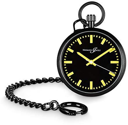 Hermann Jäckle Berlin Quarz Taschenuhr incl. Kette & Etui (Gelb)